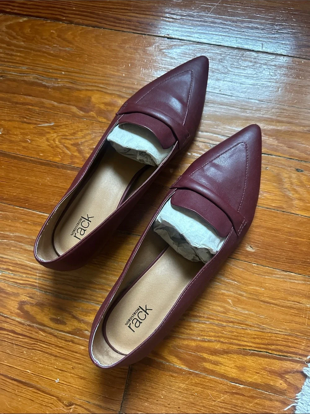 Burgundy Plum Pointed-Toe Loafers